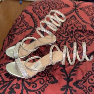 TOP Moda Silver Strappy Heels